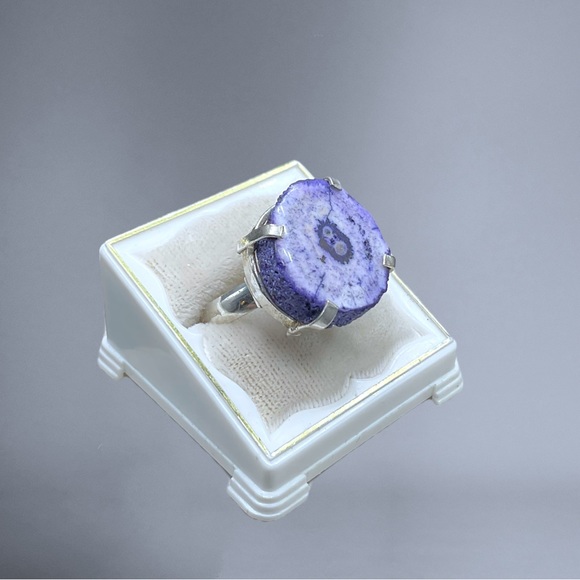 🌺Unique Artisan Sterling Geode Ring - Picture 9 of 12